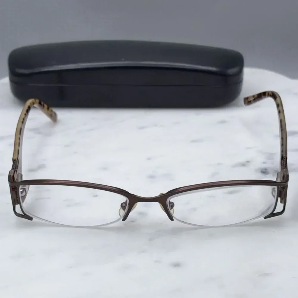 GUESS GU 1657 BRN Half Rim Brown Eyeglasses Frames Only with Case 51-17-135